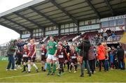 11 March 2018; Both teams walk onto the pitch prior to the Continental Tyres Women’s National League match between Galway WFC and Cork City FC at Eamonn Deacy Park in Galway. Photo by Harry Murphy/Sportsfile