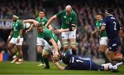 10 March 2018; Dan Leavy of Ireland is tackled by Gordon Reid of Scotland during the NatWest Six Nations Rugby Championship match between Ireland and Scotland at the Aviva Stadium in Dublin. Photo by Brendan Moran/Sportsfile