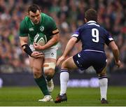 10 March 2018; Cian Healy of Ireland in action against Greig Laidlaw of Scotland during the NatWest Six Nations Rugby Championship match between Ireland and Scotland at the Aviva Stadium in Dublin. Photo by Brendan Moran/Sportsfile