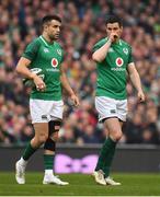 10 March 2018; Conor Murray, left, and Jonathan Sexton of Ireland during the NatWest Six Nations Rugby Championship match between Ireland and Scotland at the Aviva Stadium in Dublin. Photo by Brendan Moran/Sportsfile