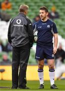 10 March 2018; Ireland head coach Joe Schmidt, left, with Greig Laidlaw of Scotland prior to the NatWest Six Nations Rugby Championship match between Ireland and Scotland at the Aviva Stadium in Dublin. Photo by Brendan Moran/Sportsfile