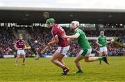 11 March 2018; Greg Lally of Galway in action against Kyle Hayes of Limerick during the Allianz Hurling League Division 1B Round 5 match between Galway and Limerick at Pearse Stadium in Galway. Photo by Diarmuid Greene/Sportsfile
