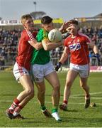11 March 2018: Donal Lenihan of Meath in action against Sean White of Cork  during the Allianz Football League Division 2 Round 5 match between Meath and Cork at Páirc Tailteann in Navan, Co Meath. Photo by Oliver McVeigh/Sportsfile