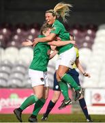 11 March 2018; Savannah McCarthy of Cork City celebrates after scoring her side's first goal with teammate Saoirse Noonan during the Continental Tyres Women’s National League match between Galway WFC and Cork City FC at Eamonn Deacy Park in Galway. Photo by Harry Murphy/Sportsfile