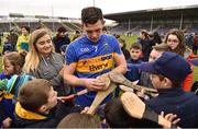 11 March 2018; Ronan Maher of Tipperary signs autographs for supporters following the Allianz Hurling League Division 1A Round 5 match between Tipperary and Cork at Semple Stadium in Thurles, Co Tipperary. Photo by Sam Barnes/Sportsfile
