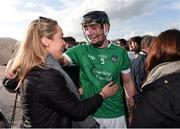 11 March 2018; Diarmaid Byrnes of Limerick celebrates with supporters after the Allianz Hurling League Division 1B Round 5 match between Galway and Limerick at Pearse Stadium in Galway. Photo by Diarmuid Greene/Sportsfile