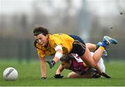 11 March 2018; Leah Caffrey of DCU action against Laura Rogers of UL during the Gourmet Food Parlour HEC O'Connor Cup Final match between UL and DCU at the GAA National Games Development Centre in Abbotstown, Dublin. Photo by Eóin Noonan/Sportsfile