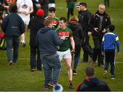 11 March 2018; Stephen Coen of Mayo celebrates with a supporter after the Allianz Football League Division 1 Round 5 match between Kildare and Mayo at St Conleth's Park in Newbridge, Kildare. Photo by Daire Brennan/Sportsfile