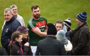 11 March 2018; Aidan O'Shea of Mayo celebrates with supporters after the Allianz Football League Division 1 Round 5 match between Kildare and Mayo at St Conleth's Park in Newbridge, Kildare. Photo by Daire Brennan/Sportsfile