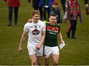 11 March 2018; Daniel Flynn of Kildare and Andy Moran of Mayo after the Allianz Football League Division 1 Round 5 match between Kildare and Mayo at St Conleth's Park in Newbridge, Kildare. Photo by Daire Brennan/Sportsfile