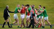 11 March 2018; Players from both teams tussle during the Allianz Football League Division 2 Round 5 match between Meath and Cork at Páirc Tailteann in Navan, Co Meath. Photo by Oliver McVeigh/Sportsfile