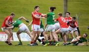 11 March 2018; Players from both teams tussle during the Allianz Football League Division 2 Round 5 match between Meath and Cork at Páirc Tailteann in Navan, Co Meath. Photo by Oliver McVeigh/Sportsfile