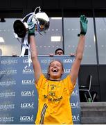 11 March 2018; Aishling Moloney of DCU lifting the cup after the Gourmet Food Parlour HEC O'Connor Cup Final match between UL and DCU at the GAA National Games Development Centre in Abbotstown, Dublin. Photo by Eóin Noonan/Sportsfile