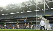 11 March 2018; Niall Scully of Dublin rises ahead of Brian Ó Beaglaoich of Kerry to score his side's opening goal during the Allianz Football League Division 1 Round 5 match between Dublin and Kerry at Croke Park in Dublin. Photo by Stephen McCarthy/Sportsfile