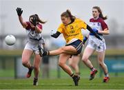 11 March 2018; Sarah Rowe of DCU action against Shauna Kelly of UL during the Gourmet Food Parlour HEC O'Connor Cup Final match between UL and DCU at the GAA National Games Development Centre in Abbotstown, Dublin. Photo by Eóin Noonan/Sportsfile