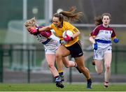 11 March 2018; Aishling Sheridan of DCU action against Fiona McHale of UL during the Gourmet Food Parlour HEC O'Connor Cup Final match between UL and DCU at the GAA National Games Development Centre in Abbotstown, Dublin. Photo by Eóin Noonan/Sportsfile