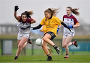 11 March 2018; Sarah Rowe of DCU action against Shauna Kelly of UL during the Gourmet Food Parlour HEC O'Connor Cup Final match between UL and DCU at the GAA National Games Development Centre in Abbotstown, Dublin. Photo by Eóin Noonan/Sportsfile