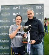 11 March 2018; Donal Barry, HEC Chairperson, presenting the cup to Niamh McBride of U.U.C after the Gourmet Food Parlour HEC Lagan Final match between U.U.C and A.I.T at the GAA National Games Development Centre in Abbotstown, Dublin. Photo by Eóin Noonan/Sportsfile