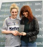 11 March 2018; Shirley Byrne, Marketing Manager at Gourmet Food Parlour, presenting the player of the match award to Aoife Mc Gough of U.U.C after the Gourmet Food Parlour HEC Lagan Final match between U.U.C and A.I.T at the GAA National Games Development Centre in Abbotstown, Dublin. Photo by Eóin Noonan/Sportsfile