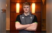 12 March 2018; Tommy O'Brien poses for a portrait following an Ireland Under 20 Rugby Press Conference at the Sandymount Hotel in Dublin. Photo by Sam Barnes/Sportsfile