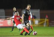 12 March 2018; Chris Sheilds of Dundalk is tackled by Ryan Brennan of St Patrick's Athletic  during the SSE Airtricity League Premier Division match between St Patrick's Athletic and Dundalk at Richmond Park in Dublin. Photo by Eóin Noonan/Sportsfile