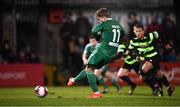 12 March 2018; Kieran Sadlier of Cork City shoots to score his side's first goal, from a penalty, during the SSE Airtricity League Premier Division match between Cork City and Shamrock Rovers at Turner's Cross in Cork. Photo by Stephen McCarthy/Sportsfile