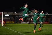 12 March 2018; Kieran Sadlier of Cork City celebrates after scoring his side's first goal, with team-mates Karl Sheppard and Graham Cummins, right, during the SSE Airtricity League Premier Division match between Cork City and Shamrock Rovers at Turner's Cross in Cork. Photo by Stephen McCarthy/Sportsfile