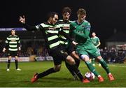12 March 2018; Kieran Sadlier of Cork City in action against Joey O'Brien, left, and Sam Bone of Shamrock Rovers during the SSE Airtricity League Premier Division match between Cork City and Shamrock Rovers at Turner's Cross in Cork. Photo by Stephen McCarthy/Sportsfile