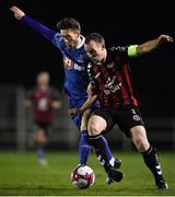 12 March 2018; Derek Pender of Bohemians in action against Derek Daly of Waterford during the SSE Airtricity League Premier Division match between Waterford and Bohemians at Waterford Regional Sports Centre in Waterford. Photo by Harry Murphy/Sportsfile