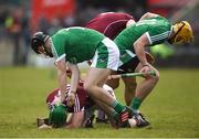 11 March 2018; Barry Murphy of Limerick and Adrian Tuohy of Galway tussle off the ball during the Allianz Hurling League Division 1B Round 5 match between Galway and Limerick at Pearse Stadium in Galway. Photo by Diarmuid Greene/Sportsfile