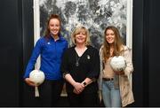 13 March 2018; The Ladies Gaelic Football Association and championship sponsors TG4 have announced details of their 2018 summer schedule. TG4 will screen 19 fixtures covering the senior and intermediate championships, while special activities to mark Bliain na Gaeilge were also confirmed. Pictured at the Croke Park Hotel are, from left, Tipperary ladies footballer Aishling Moloney, LGFA President Marie Hickey, and Mayo ladies footballer Sarah Rowe. Photo by Piaras Ó Mídheach/Sportsfile