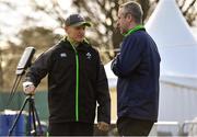 13 March 2018; Head coach Joe Schmidt, left, with referee John Lacey during Ireland rugby squad training at Carton House in Maynooth, Co Kildare. Photo by Brendan Moran/Sportsfile