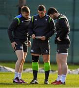 13 March 2018; Rory Scannell, left, Ian Keatley and Sam Arnold during Ireland rugby squad training at Carton House in Maynooth, Co Kildare. Photo by Brendan Moran/Sportsfile