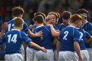 13 March 2018; St Mary's College players celebrate after Adam Sloan scored their side's first try during the Bank of Ireland Leinster Schools Junior Cup Semi-Final match between Belvedere College and St Mary's College at Donnybrook Stadium in Dublin. Photo by Daire Brennan/Sportsfile