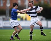 13 March 2018; Eric Carroll of Belvedere College is tackled by Barra O'Loughlin of St Mary's College during the Bank of Ireland Leinster Schools Junior Cup Semi-Final match between Belvedere College and St Mary’s College at Donnybrook Stadium in Dublin. Photo by Harry Murphy/Sportsfile