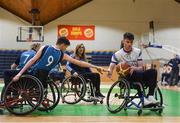 13 March 2018: The finals of the inaugural ‘All-Ireland TY Wheelchair Basketball Championships’ launched by Irish Wheelchair Association (IWA) took place on Tuesday, 13th March 2018 in the National Basketball Arena, Tallaght. Ardscoil na Mara, Tramore Co. Waterford and Gaelcholáiste Mhuire AG, Cork reached the grand final with Gaelcholáiste Mhuire AG rolling to victory on the day, in a fast paced match which ended in 11 - 4. A general viw of action during the final between Ardscoil na Mara and Gaelcholáiste Mhuire AG at the National Basketball Arena in Tallaght, Dublin. Photo by Eóin Noonan/Sportsfile