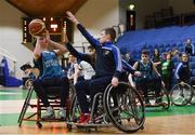 13 March 2018: The finals of the inaugural ‘All-Ireland TY Wheelchair Basketball Championships’ launched by Irish Wheelchair Association (IWA) took place on Tuesday, 13th March 2018 in the National Basketball Arena, Tallaght. Ardscoil na Mara, Tramore Co. Waterford and Gaelcholáiste Mhuire AG, Cork reached the grand final with Gaelcholáiste Mhuire AG rolling to victory on the day, in a fast paced match which ended in 11 - 4. A general viw of action during the final between Ardscoil na Mara and Gaelcholáiste Mhuire AG at the National Basketball Arena in Tallaght, Dublin. Photo by Eóin Noonan/Sportsfile