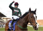 13 March 2018; Jockey Brian Hughes celebrates after winning The Close Brothers Novices' Handicap Chase on Mister Whitaker during Day One of the Cheltenham Racing Festival at Prestbury Park in Cheltenham, England. Photo by Seb Daly/Sportsfile