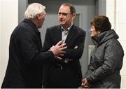 12 March 2018; Republic of Ireland manager Martin O'Neill with Kathleen and Michael Farren, parents of the late Derry City footballer Mark Farren, after the official opening of the new Mark Farren Stand before the SSE Airtricity League Premier Division match between Derry City and Limerick at the Brandywell Stadium in Derry. Photo by Oliver McVeigh/Sportsfile