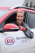 14 March 2018; Catherina McKiernan and Rose of Tralee Jennifer Byrne set the pace ahead of the inaugural Kia Race Series which kicks off on the 17th March with The Streets of Portlaoise 5K. The Kia Race Series will bring together seven well established regional races around Ireland under one umbrella with an added closed road running event in Mondello Park. The Kia Race Series is encouraging Ireland’s best male and female distance athletes to compete against each other, with a new Kia Stonic up for grabs for both the overall male and female winner of the series. To be eligible to win the series, runners must take part in five of the eight races including the finale. There is the added incentive of €7,000 bonus fund available for course records.   Runners can enter on-line on kiaraceseries.com and join the conversation on Twitter and Facebook @KiaRaceSeries. Pictured at the launch is Catherina McKiernan at Mondello Park Race Course in Donore, Kildare. Photo by Sam Barnes/Sportsfile