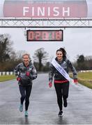 14 March 2018; Catherina McKiernan and Rose of Tralee Jennifer Byrne set the pace ahead of the inaugural Kia Race Series which kicks off on the 17th March with The Streets of Portlaoise 5K. The Kia Race Series will bring together seven well established regional races around Ireland under one umbrella with an added closed road running event in Mondello Park. The Kia Race Series is encouraging Ireland’s best male and female distance athletes to compete against each other, with a new Kia Stonic up for grabs for both the overall male and female winner of the series. To be eligible to win the series, runners must take part in five of the eight races including the finale. There is the added incentive of €7,000 bonus fund available for course records.   Runners can enter on-line on kiaraceseries.com and join the conversation on Twitter and Facebook @KiaRaceSeries. Pictured at the launch are Catherina McKiernan and Rose of Tralee Jennifer Byrne at Mondello Park Race Course in Donore, Kildare. Photo by Sam Barnes/Sportsfile