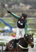 14 March 2018; Jockey Nico de Boinville celebrates after winning The Betway Queen Mother Champion Steeple Chase on Altior on Day Two of the Cheltenham Racing Festival at Prestbury Park in Cheltenham, England. Photo by Seb Daly/Sportsfile