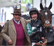 14 March 2018; Trainer Nicky Henderson, left, with jockey Nico de Boinville after winning the Betway Queen Mother Champion Steeple Chase with Altior on Day Two of the Cheltenham Racing Festival at Prestbury Park in Cheltenham, England. Photo by Seb Daly/Sportsfile