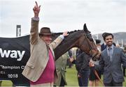 14 March 2018; Trainer Nicky Henderson celebrates after sending out Altior to win the Betway Queen Mother Champion Steeple Chase on Day Two of the Cheltenham Racing Festival at Prestbury Park in Cheltenham, England. Photo by Seb Daly/Sportsfile