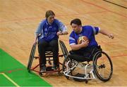 13 March 2018: The finals of the inaugural  ‘All-Ireland TY Wheelchair Basketball Championships’ launched by Irish Wheelchair Association (IWA) took place on Tuesday, 13th March 2018 in the National Basketball Arena, Tallaght. Ardscoil na Mara, Tramore Co. Waterford and Gaelcholáiste Mhuire AG, Cork reached the grand final with Gaelcholáiste Mhuire AG rolling to victory on the day, in a fast paced match which ended in 11 - 4. Pictured is action from the game between Gaelcholáiste Mhuire AG, Cork and Grennan's College Thomastown at the National Basketball Arena in Tallaght, Dublin. Photo by Eóin Noonan/Sportsfile