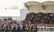 15 March 2018; Runners and riders ahead of the Pertemps Network Final on Day Three of the Cheltenham Racing Festival at Prestbury Park in Cheltenham, England. Photo by Ramsey Cardy/Sportsfile