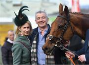 15 March 2018; Owner Michael O'Leary and his wife Anita celebrate with Balko Des Flos after winning the Ryanair Steeple Chase on Day Three of the Cheltenham Racing Festival at Prestbury Park in Cheltenham, England. Photo by Ramsey Cardy/Sportsfile