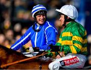 15 March 2018; Jockey Paul Townend, left, is congratulated by Barry Geraghty after winning the Sun Bets Stayers' Hurdle on Penhill on Day Three of the Cheltenham Racing Festival at Prestbury Park in Cheltenham, England. Photo by Seb Daly/Sportsfile
