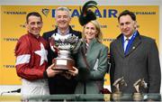15 March 2018; Jockey Davy Russell celebrates with, from left, owner Michael O'Leary, Anita O'Leary and trainer Henry De Bromhead after winning the Ryanair Steeple Chase on Balko Des Flos on Day Three of the Cheltenham Racing Festival at Prestbury Park in Cheltenham, England. Photo by Ramsey Cardy/Sportsfile