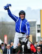 15 March 2018; Jockey Paul Townend celebrates as he enters the winners' enclosure after winning The Sun Bets Stayers' Hurdle on Penhill on Day Three of the Cheltenham Racing Festival at Prestbury Park in Cheltenham, England. Photo by Ramsey Cardy/Sportsfile